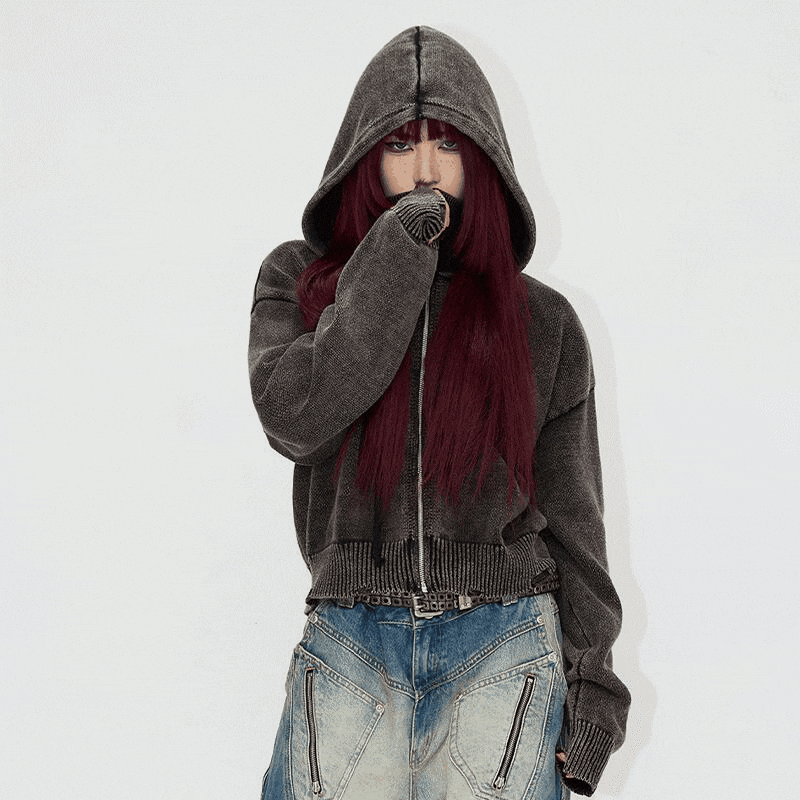 ArguE CulturE ニットパーカーダメージシルエットオリジナル厚手 PEOPLESTYLEダメージ加工ウォッシュドニットパーカー | mblueshop