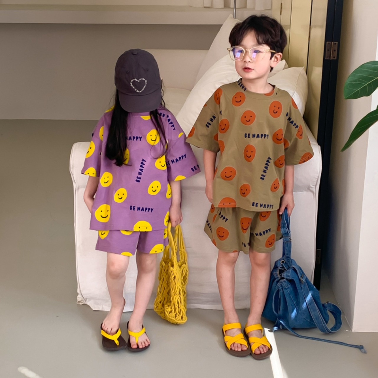 夏笑顔プリント半袖Tシャツ＆ショーツセット
