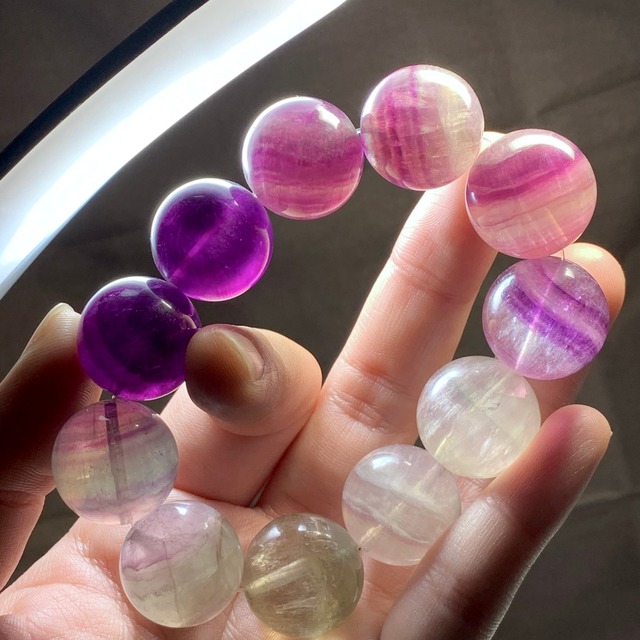 希少な大玉♪パープルグラデーションフローライト ブレスレット