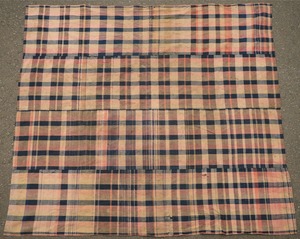 731 格子木綿 布団皮 4幅 古布 生地 リメイク素材 昭和レトロ アンティーク ヴィンテージ