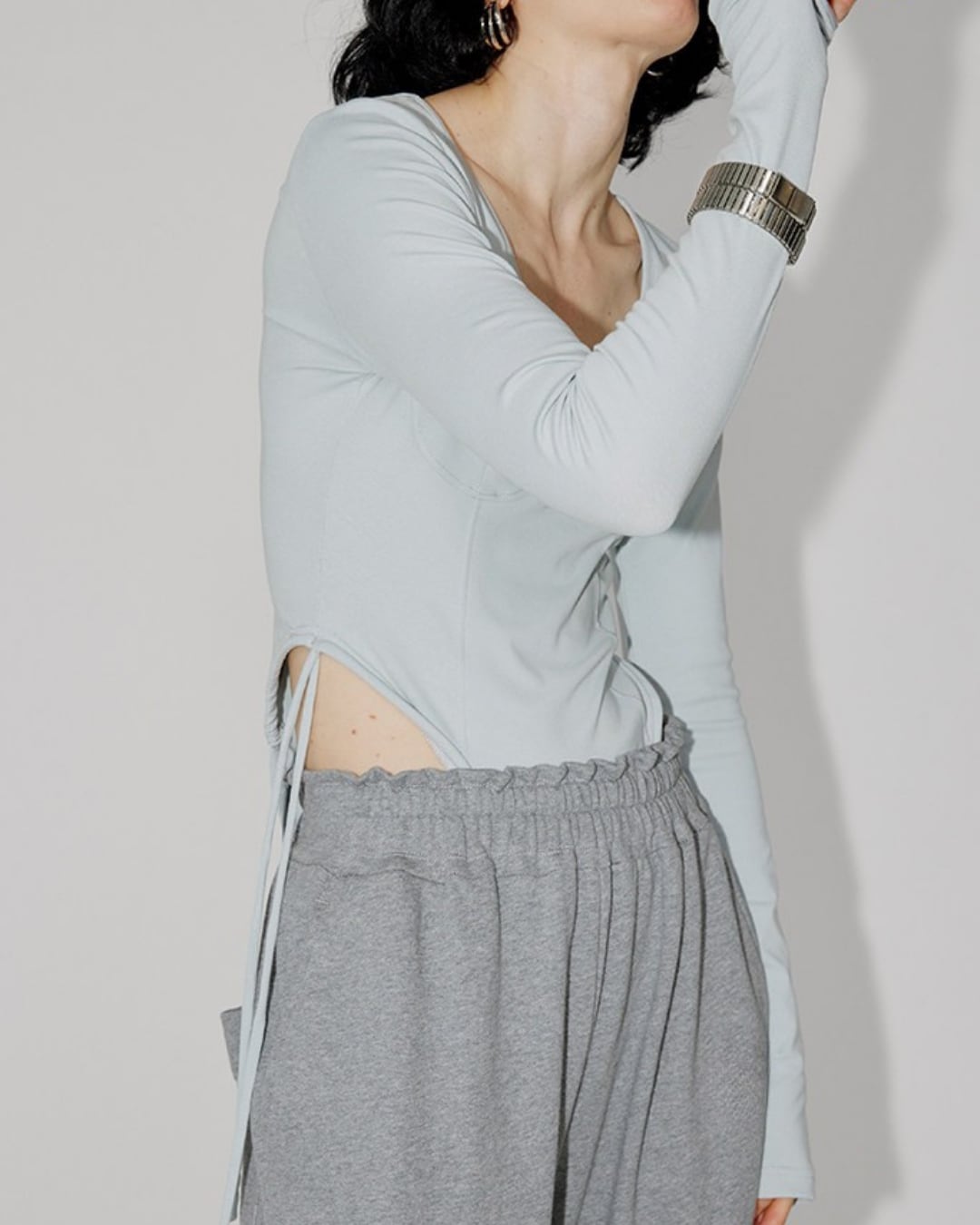 Asymmetric Cut-Out Long Sleeve Top