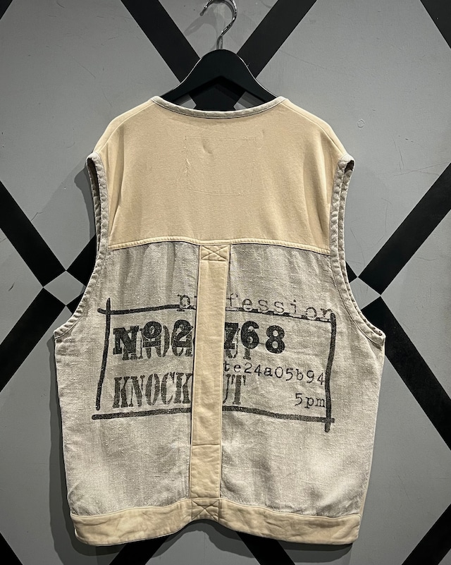 【X VINTAGE】“KNOCK OUT” Linen Switching Vintage Sweat Vest