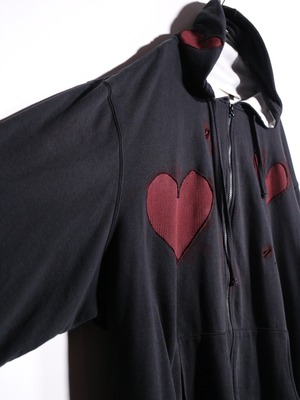 REMAKE / blood heart design zip-up foodie