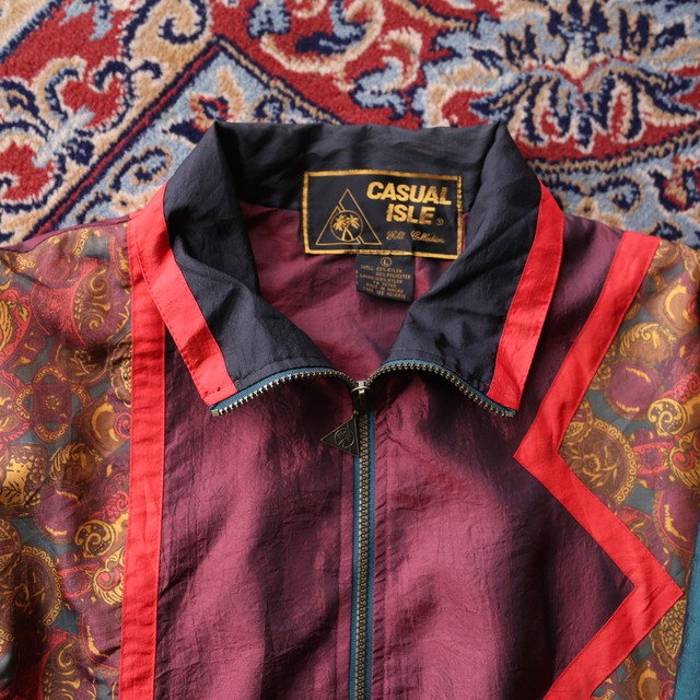 switching art graphic pattern full-zip jacket