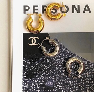 18k simple bold pierce【 2color 】No.P015