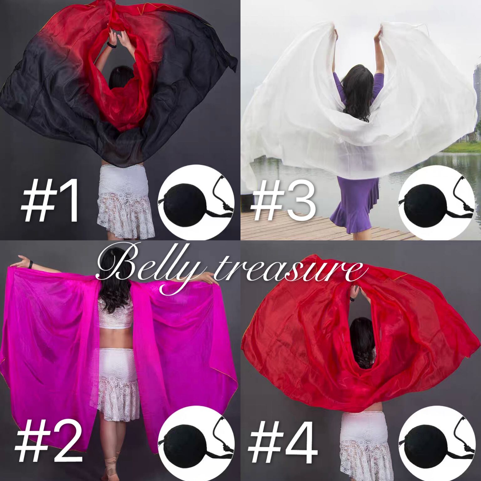 1個ポイボール付き1枚シルクベール(250×114cm)4カラー YD SJ010-3