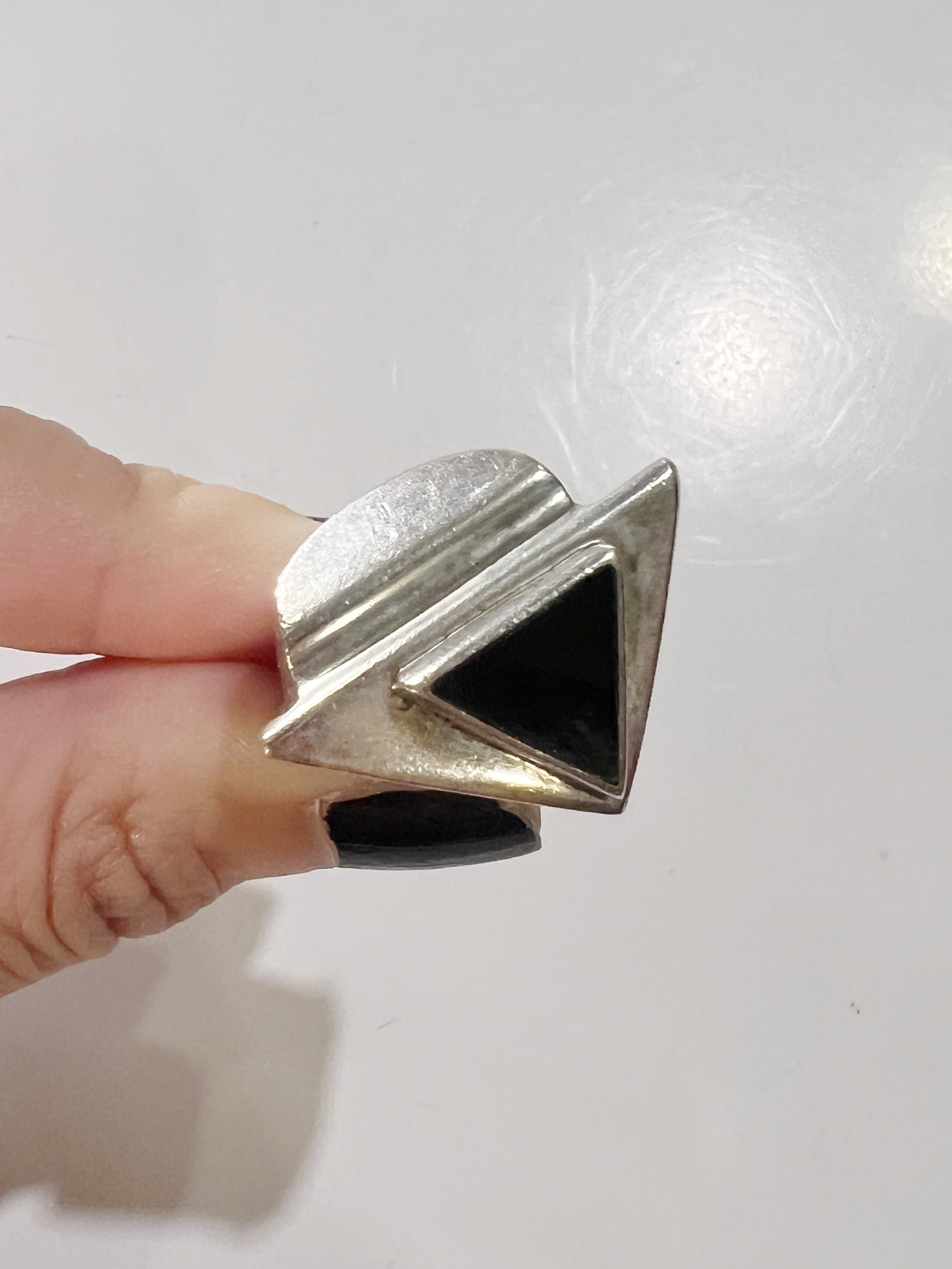 【10-11号】Vintage mexican 925 silver × onyx ring