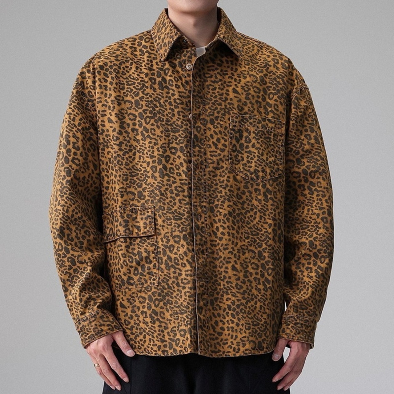 Patch Pocket Long Sleeve Oversized Shirt ◇2color H0861