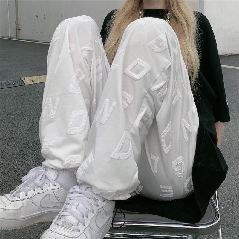 おしゃれ アルファベット柄 カジュアルパンツ スウェットパンツ ジョガーパンツ ダンスウェア カジュアル メンズライク ストリート 韓国っぽ Lamitte Deco トレンド 韓国ファッション ショップ Base店