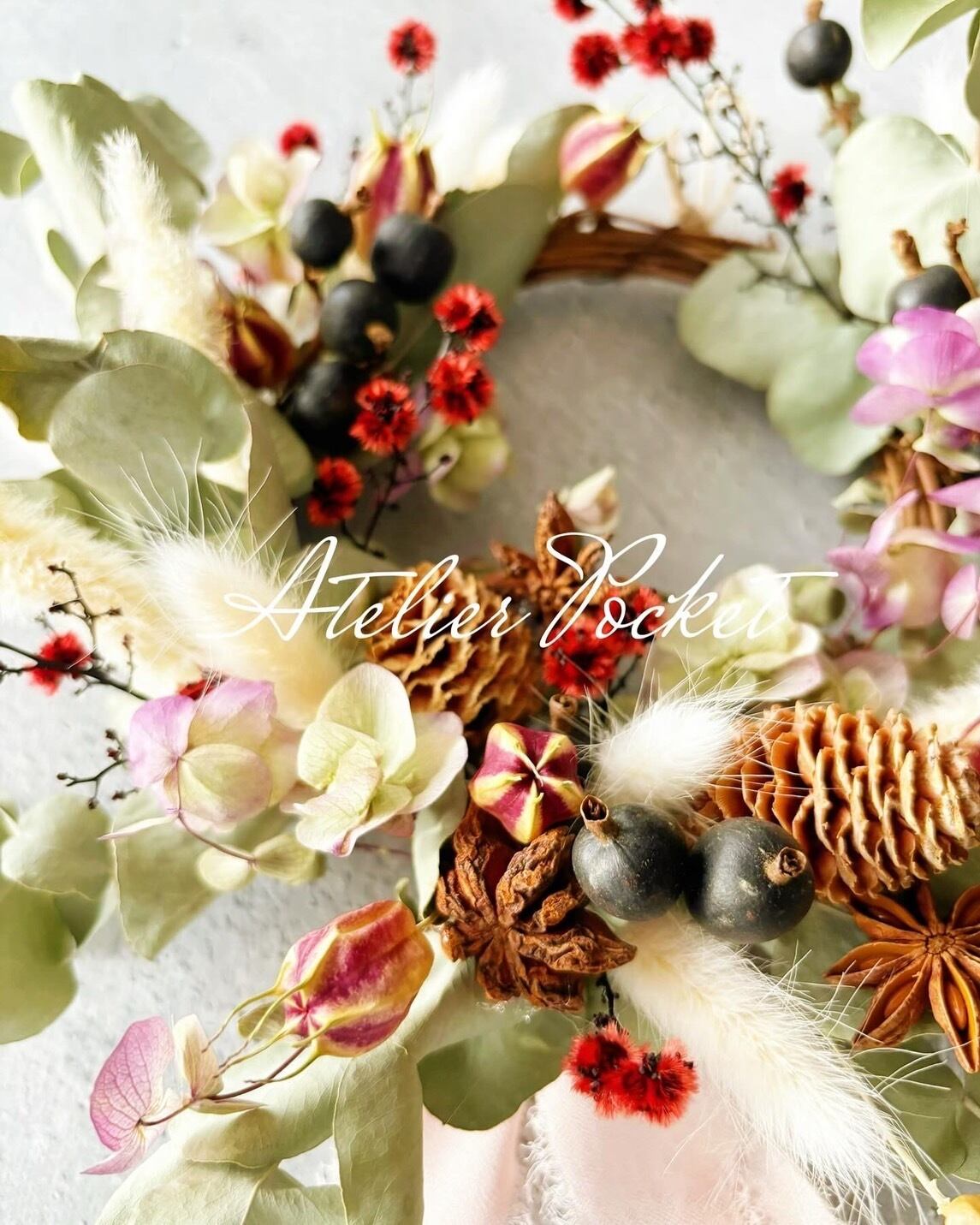 ＊優しい色合いのautumnハーフリース＊玄関リース　秋リース　ハロウィンリース 優しい色合いのautumnハーフリース＊玄関リース 秋リース ハロウィン