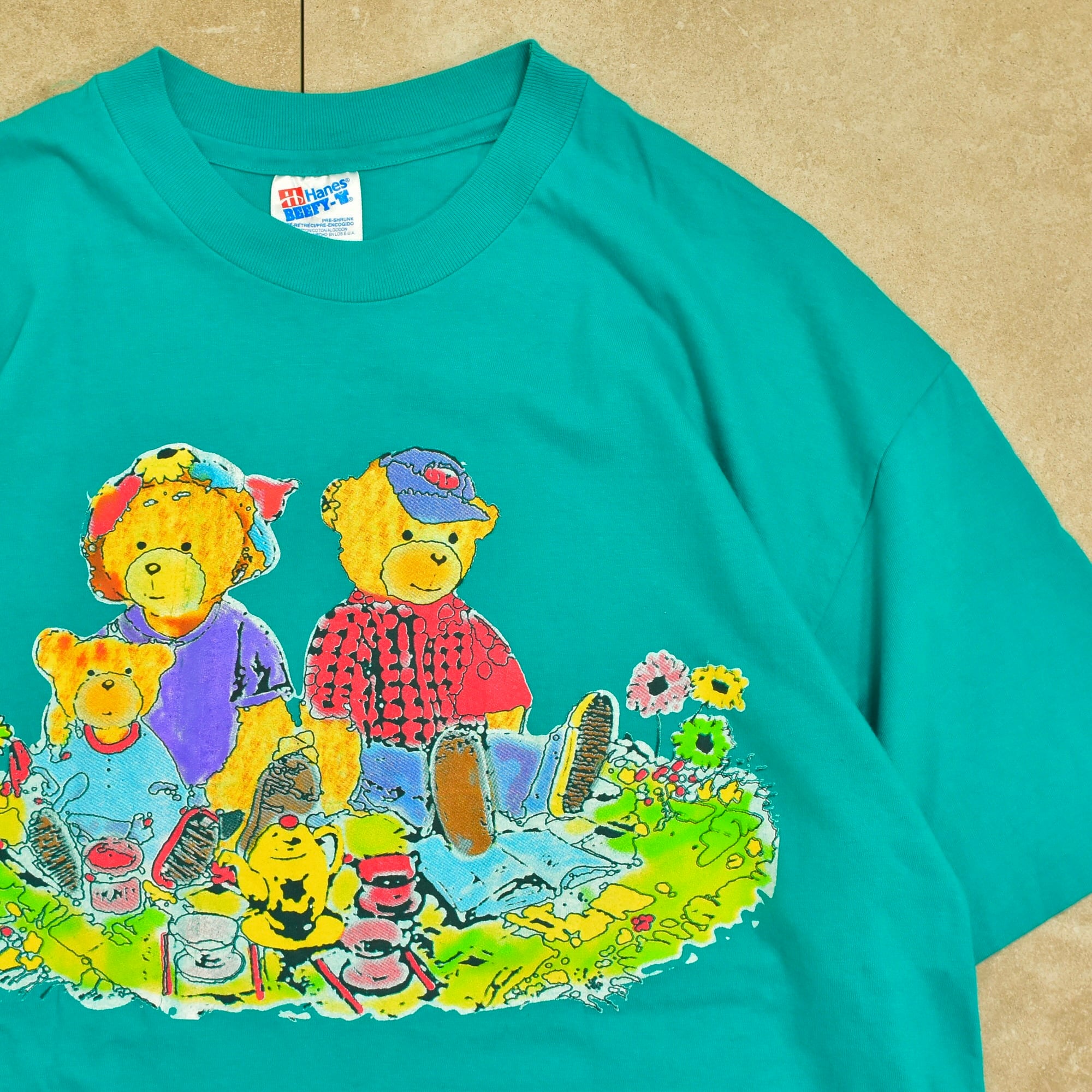 90s USA Hanes fancy bear print T-shirt | 古着屋 grin days memory