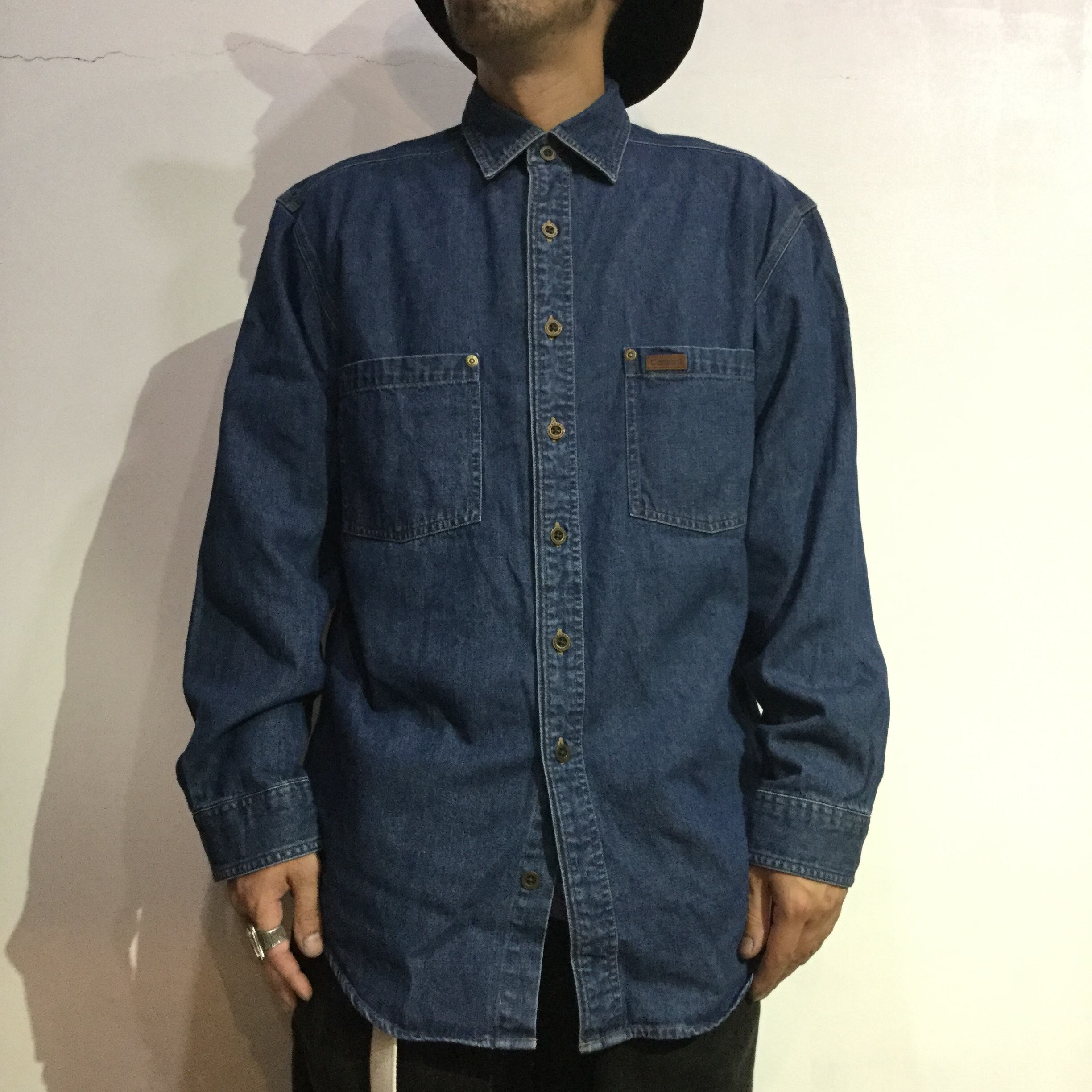 カーハート ワンポイントタグ デニムシャツ ワークシャツ ブルー Ｍ