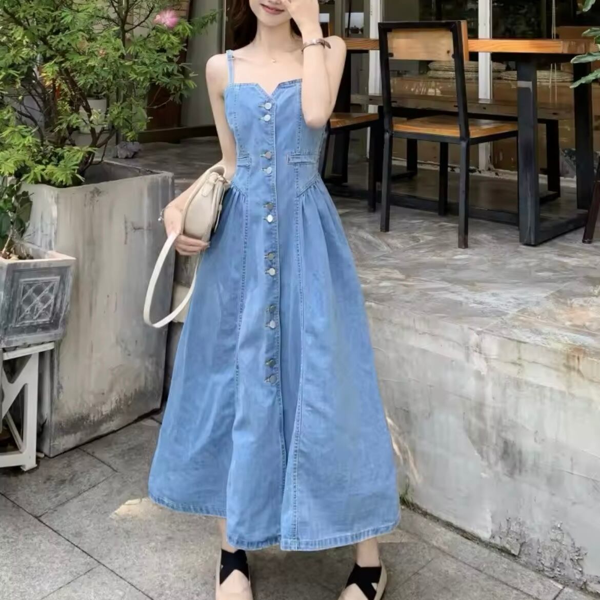 デニムAラインジャンパースカート