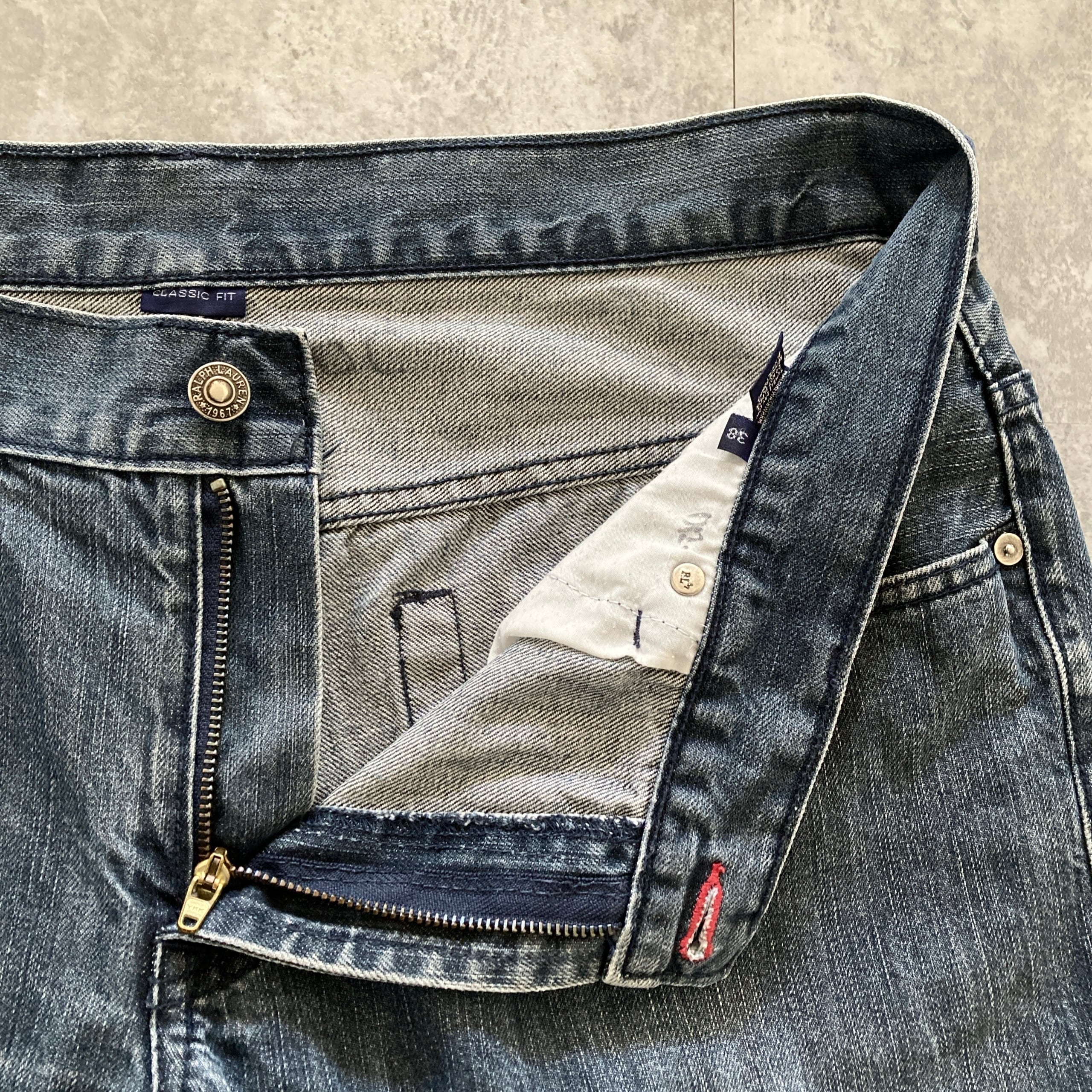 Size38】ポロラルフローレン レザーパッチ ワンポイントロゴ刺繍 