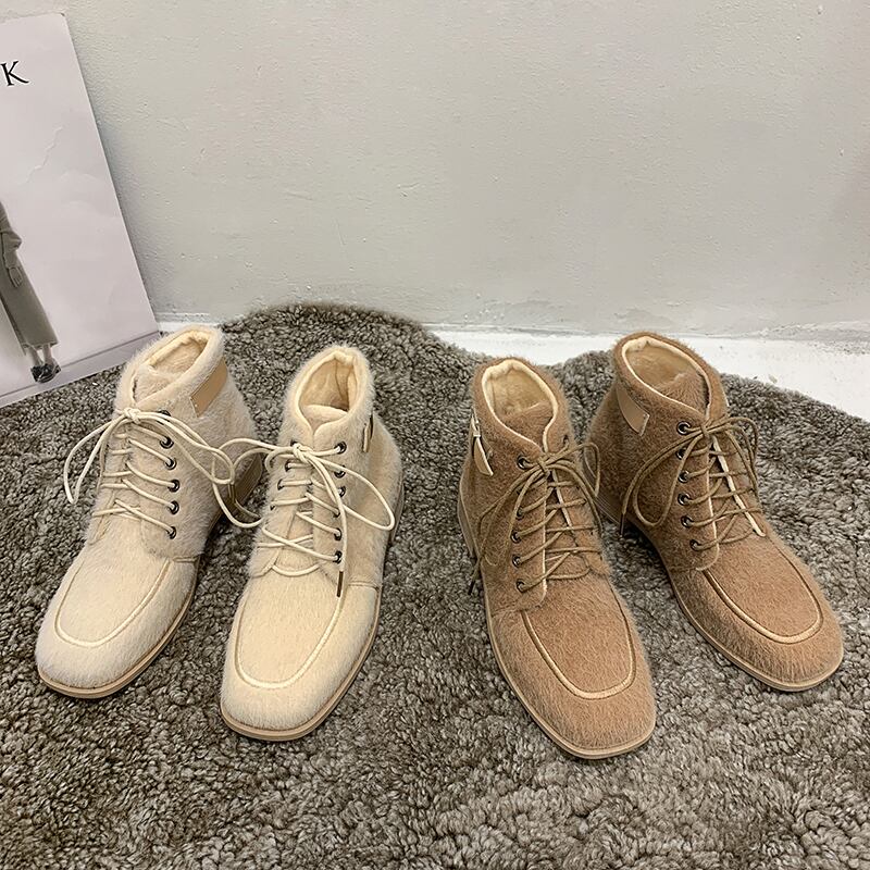 ショートブーツウィンタースタイルスウェードスタンダードソリッド カラー レトロ 靴 シューズ 冬物 ソリッドカラー フェイクシューズ92033047719