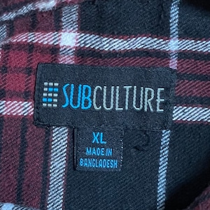 【SUBCULTURE】XL フランネルシャツ ネルシャツ 長袖 チェック柄 フラップポケット カジュアルシャツ サブカルチャー US古着