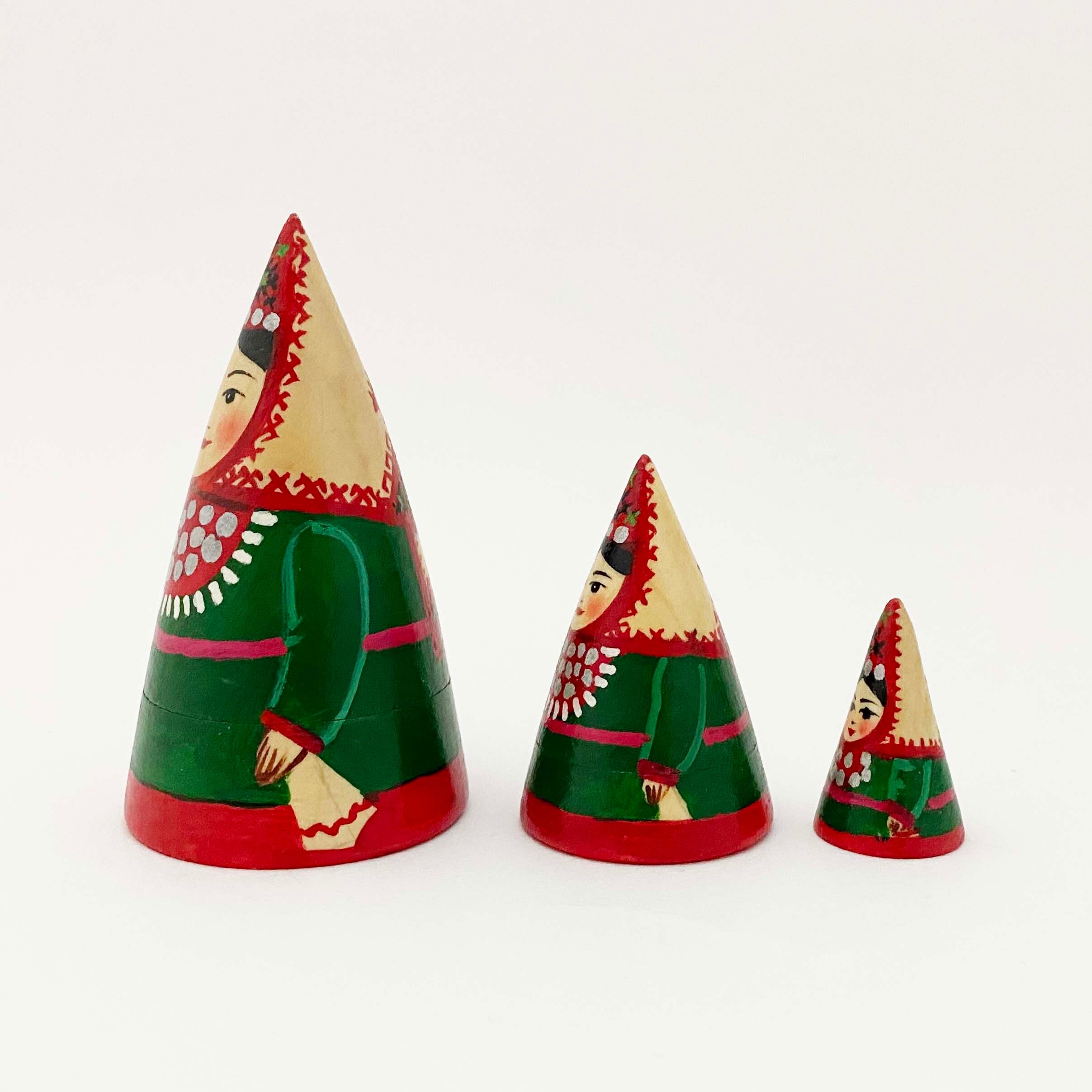 マリエル共和国マトリョーシカ（円錐緑 / 3個組）