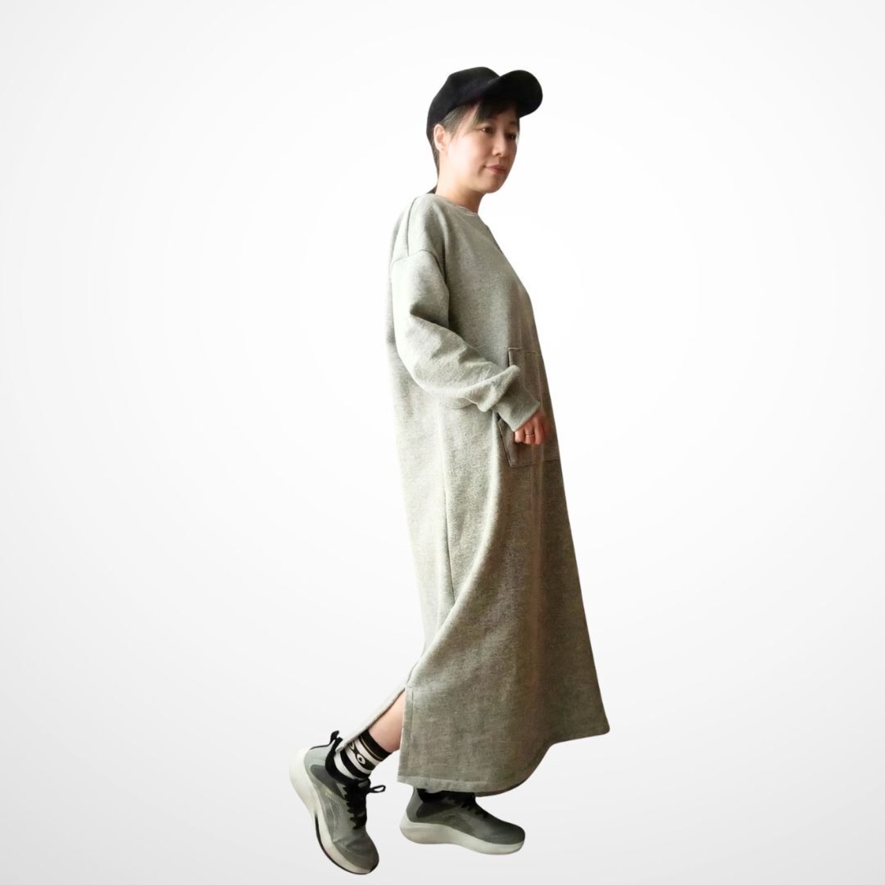 型紙 lady'sキーネックロングワンピース ML-047-00FD