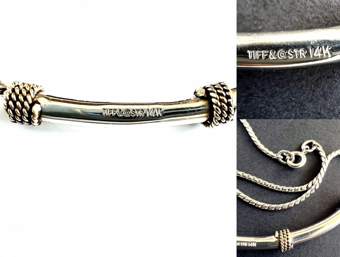 TIFFANY ティファニー 14K × SV925 プレート チェーン ネックレス 