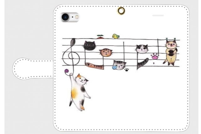 (iPhone用)楽譜猫の手帳型スマホケース
