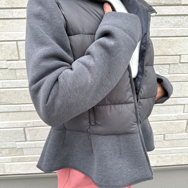 Peplum flare jacket(Gray・White)