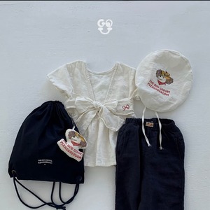 【Go.u】バックリボンカットソー 80〜120cm ホワイト 240518
