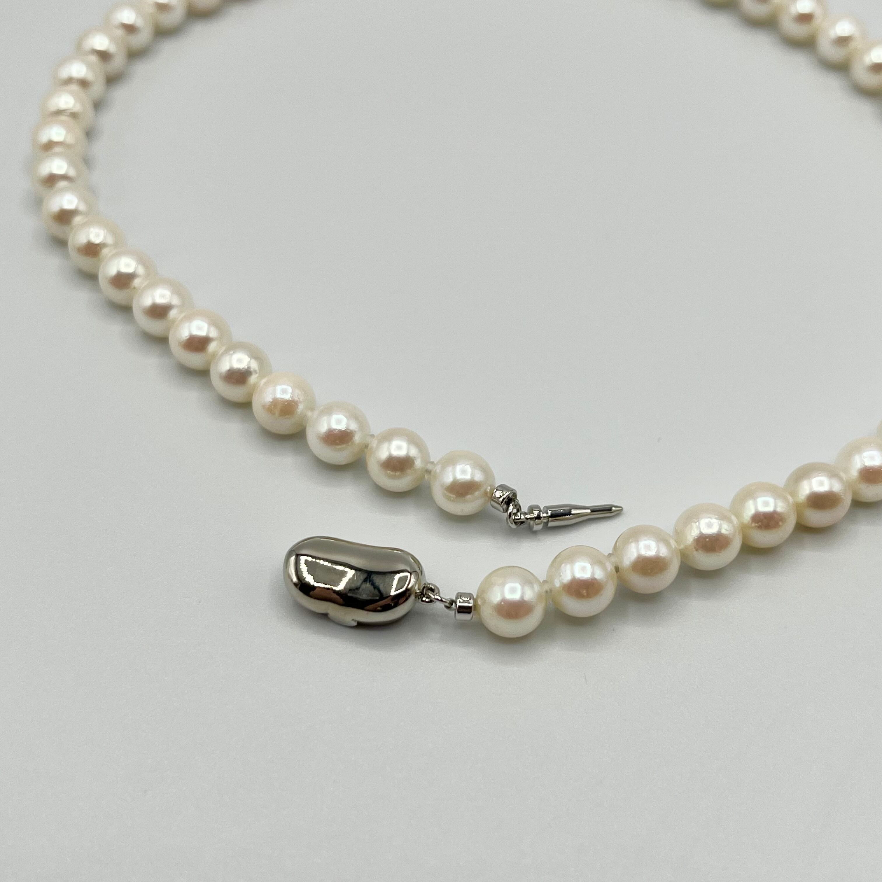 テリ強 】アコヤ真珠 7.5～8.0mm 44cm ネックレス 本真珠 SILVER テリ 