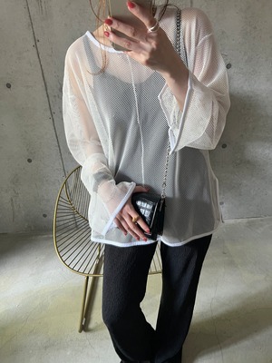 メッシュオーバーtops【ホワイト】