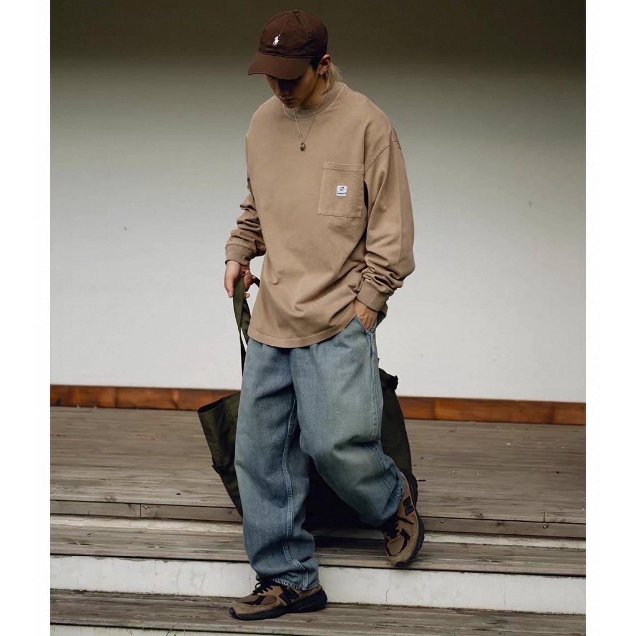 Oversized pocket long sleeve tee 1072 - 8