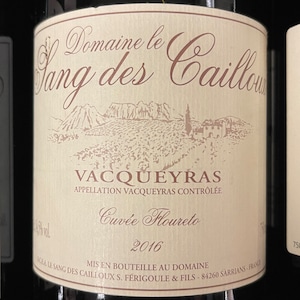 2016 Vacqueyras "FLOURETO", Dm. Sangs des Cailloux