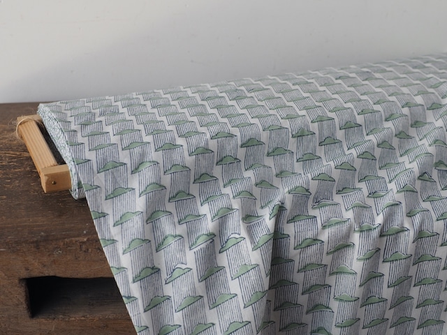 block print fabric d43　雨