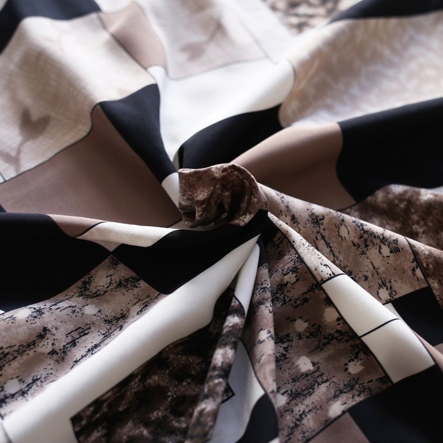 panel art pattern l/s open collar big shirt 