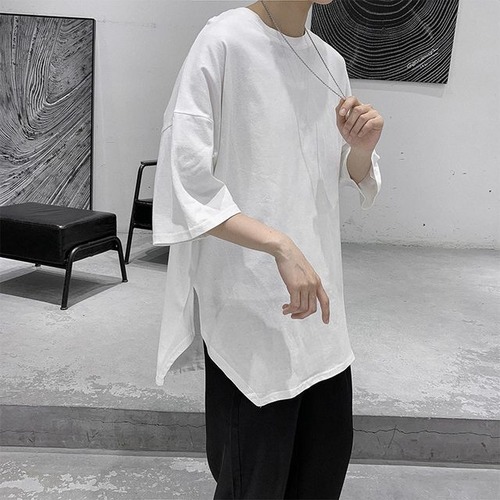 【予約販売】Tシャツ メンズ シンプル こなれ感 五分袖 Tシャツ トップス ホワイト グレー ブラック ゆったり カジュアル お洒落  韓国 トレンド 春 夏 秋 M/L/XL/2XL