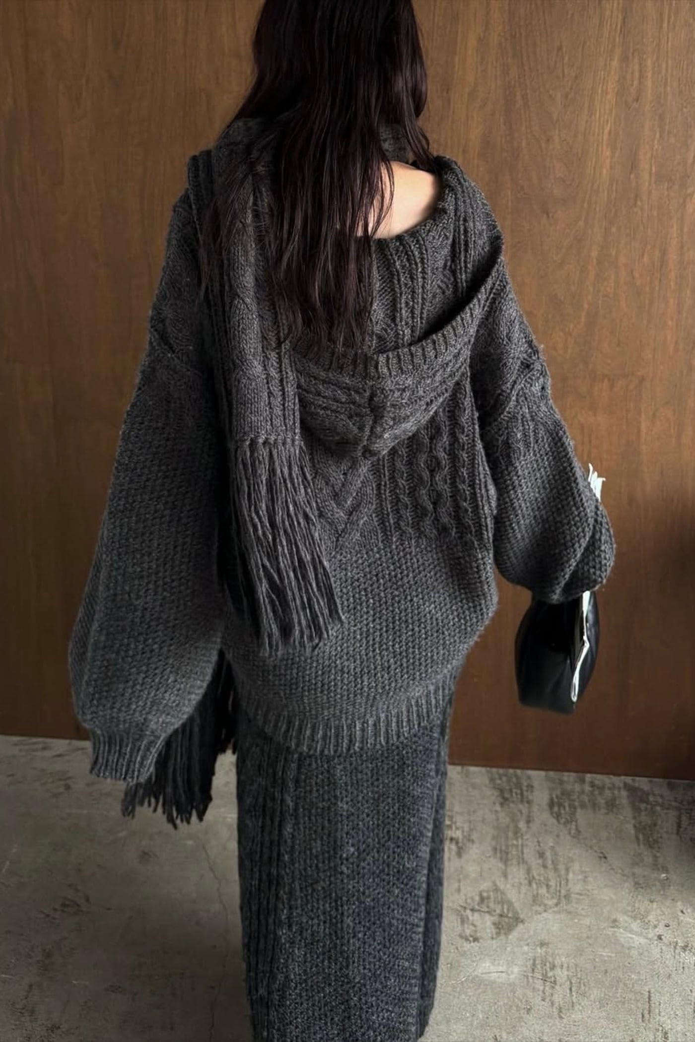 WILLFULLY skipper hoodie cable muff pocket knit スキッパー