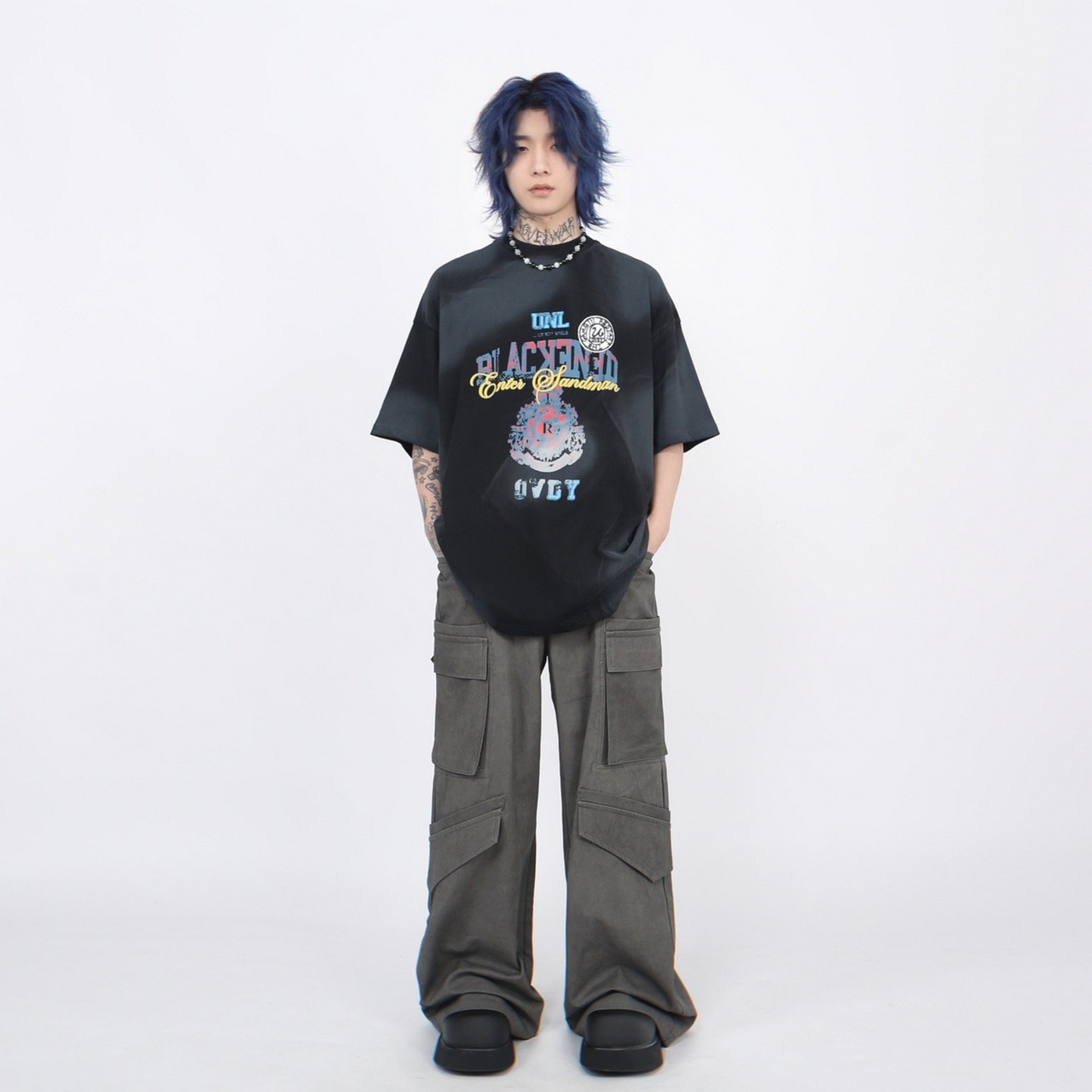 VINTAGE ストリート スプレーペイント Tシャツ T773