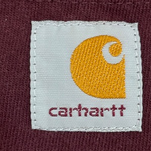 【Carhartt】4XL ビッグシルエット Tシャツ T-SHIRT ポケットTシャツ ポケT 半袖 ワンポイント カーハート バーガンディ ゆるだぼ US古着