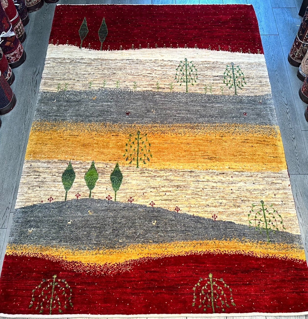 キャシュクリギャッベ ペルシャ絨毯 トライバルラグ なめらか高品質 キャシュクリギャッベ ペルシャ絨毯 トライバルラグ なめらか高