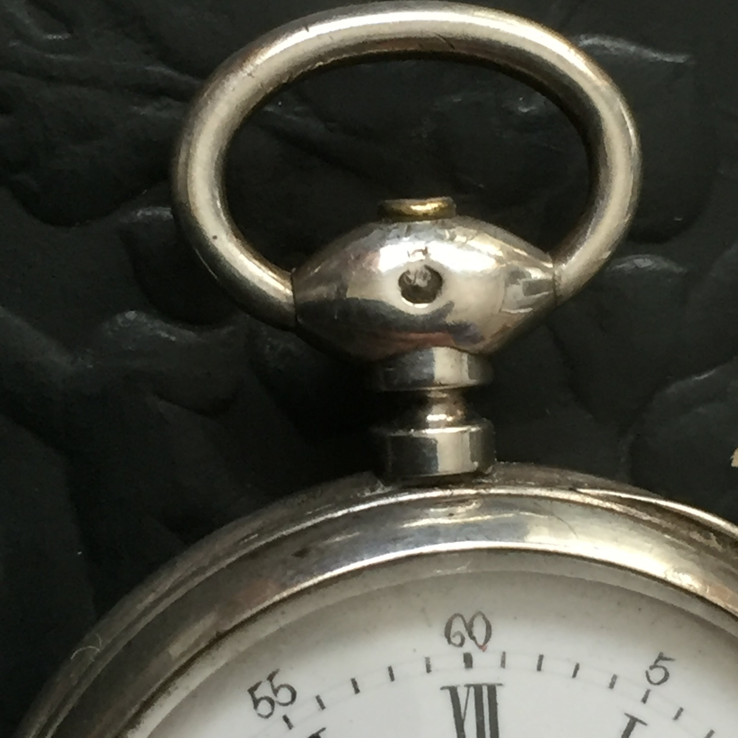 French Antique Watch Chatelaine with Silver Case Cylindre Pocket
