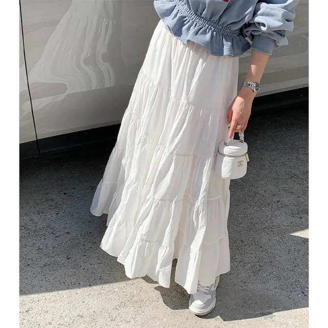 tiered long skirt　10154