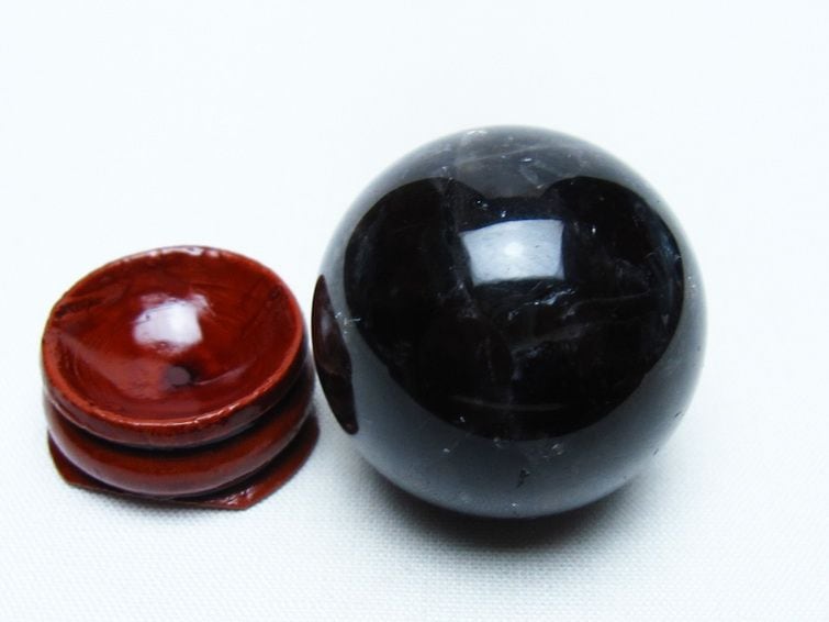 黒水晶 丸玉 34mm モリオン スフィア 置物 一点物 141-8158 | 天然石