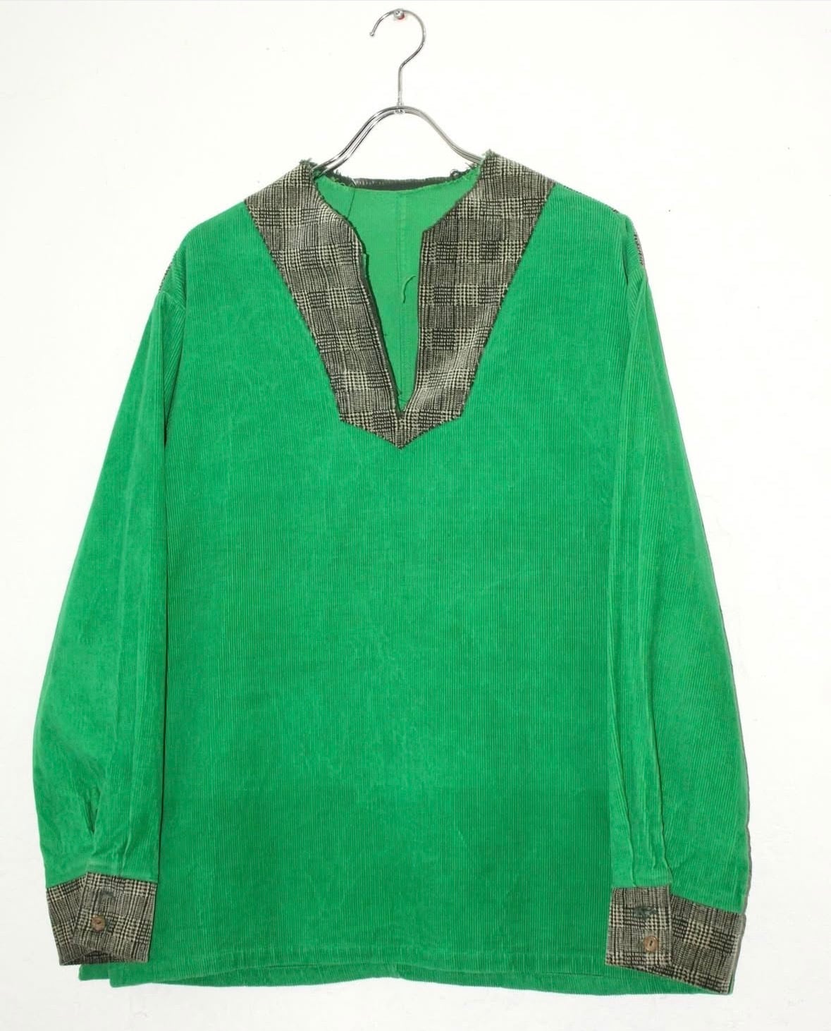 USED Swithing Design Corduroy Skipper Shirt
