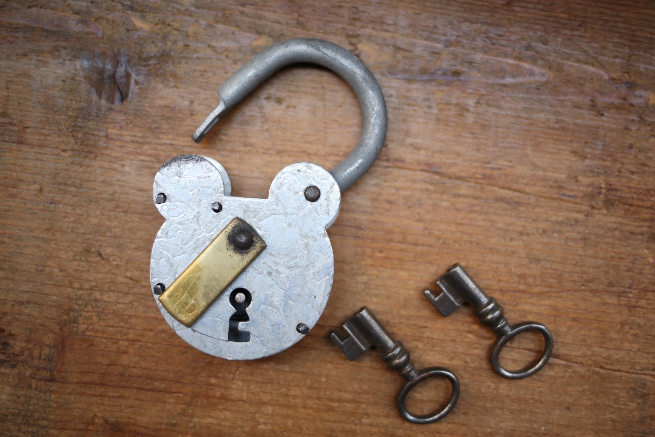 フランス アンティーク ヴィンテージ クマ型 南京錠 パドロック（大
