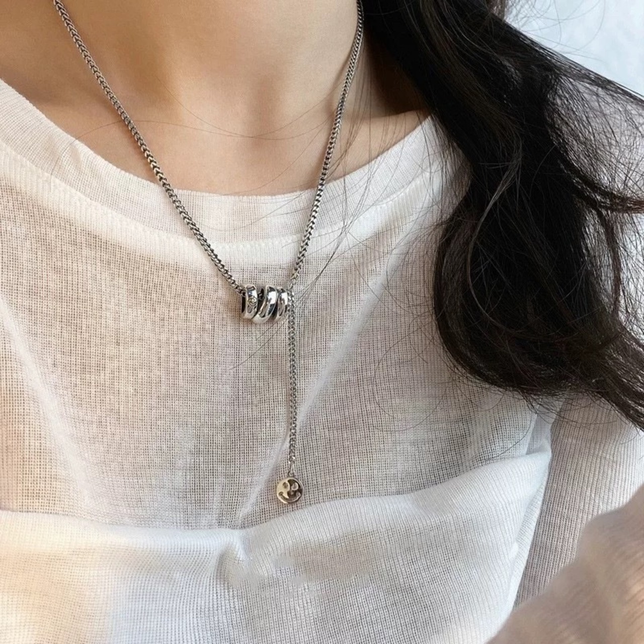 おしゃれ にっこり シルバー ネックレス