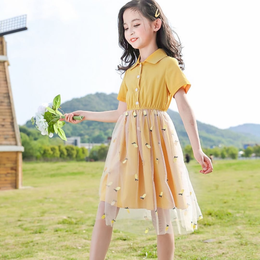 tulle fruit dress / YELLOW │ワンピース キッズ 子供服 女の子 夏