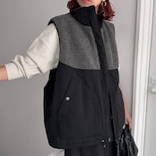 【受注予約:10月上旬入荷予定】ピーチボア切替中綿vest/ブラック