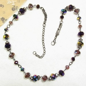 ダークカラーのガラスビーズネックレス　アクセサリーのセール通販  11511N