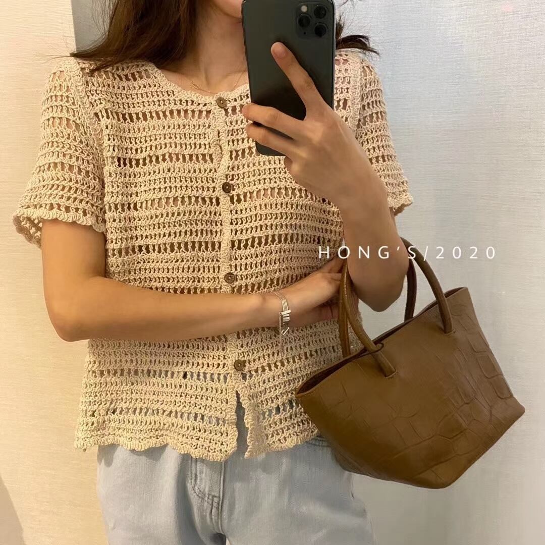 半袖かぎ編みカーデ　AJ1079-856