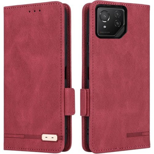 ASUS ROG Phone 8 / Phone 8 Pro/Phone 8 Pro Edition ケース 手帳型 ストラップ 同梱 適用 ROG Phone 8 PRO 手帳型 ROG8 スマホケース case Heofuixt スタンド カバー カード カード入れ ストラップ カードケース スマホケース ストライプ マグネット ケース 携帯ケース つや消し レトロ レッド 2988
