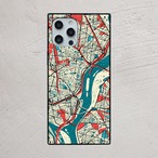 受注生産 iPhoneケース 赤い道路と青い水路の都市地図｜都市地図 UMAP039B