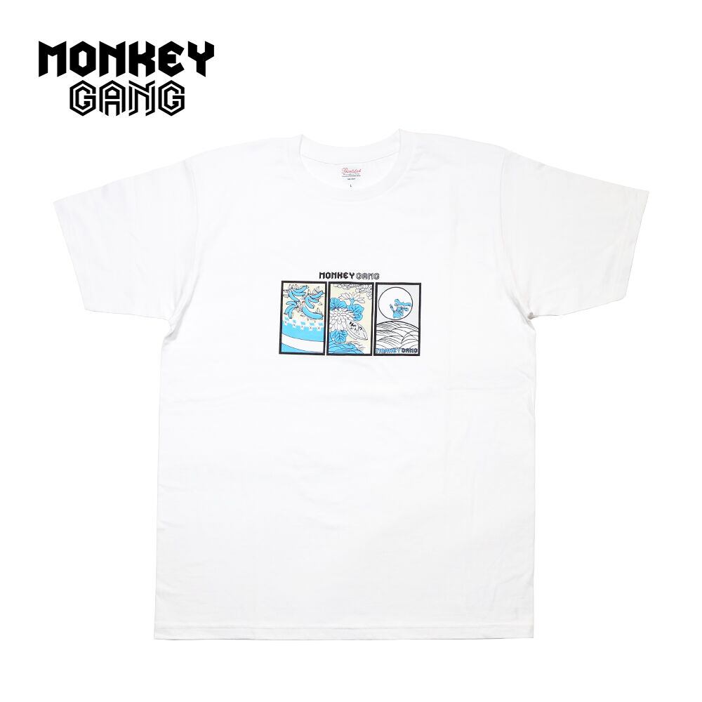 MONKEY GANG 花札nightデザイン Tシャツ ホワイト M～XXL アパレル メンズ レディース